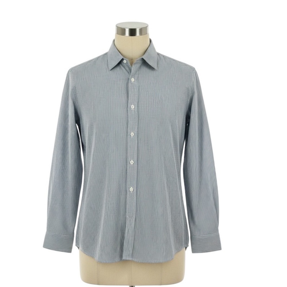 Michael Kors Mens Dress Shirt Striped Regular‎ Fit Blue White 17.5 32/33